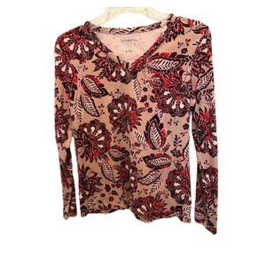 Croft & Barrow Floral Tee – Size Small, Long Sleeve Classic